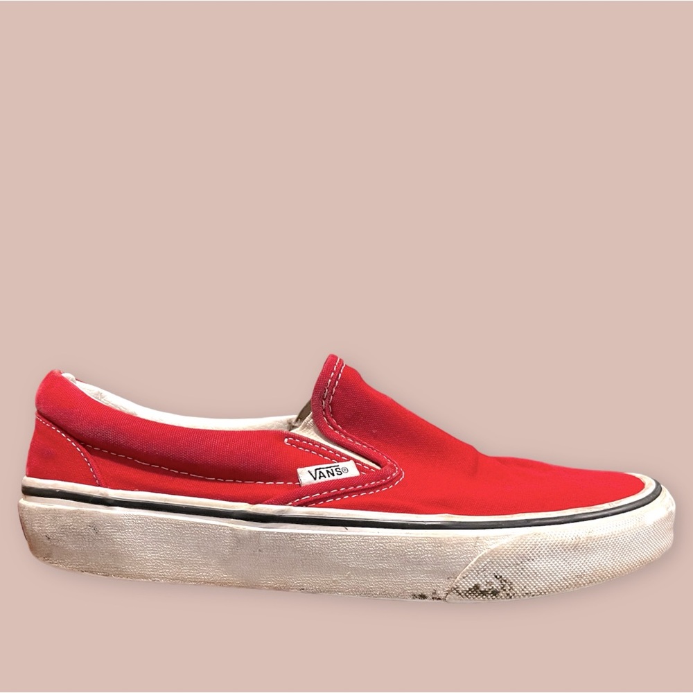 Size 8 In Woman’s Red Slip on Vans Shoes
